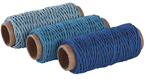 Rayher Hanfkordel, Blautöne, 1 mm ø, Set 3 Spulen, je Spule 12 m, 53925000 | Hanfkordel, verschiedene harmonisch aufeinander abgestimmte Farbtöne, sehr stabil, zum Wickeln, Binden, Knoten