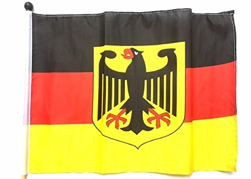 RB Stabfahne. Fahne, Flagge Deutschland m.Adler 50x90 cm mit Holzstab - super geeignet fürs Stadion
