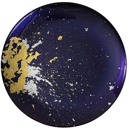 Syosaku Japon Verre Assiette plate Φ11-inch, passe au lave-vaisselle, Bleu majestueux