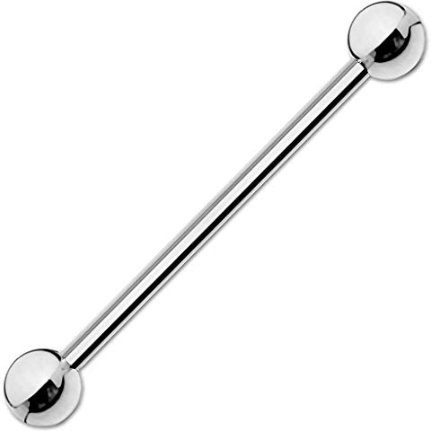 viva-adorno Barbell Piercing Stab Industrial Ohrpiercing Cartilage Stecker Hantel Edelstahl beschichtet Z261, 1,6x38x5mm