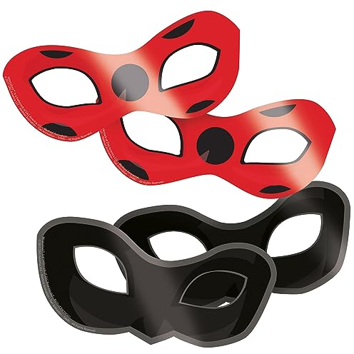 Amscan 9902883 - Masken Miraculous, 8 Stück, Papier, Ladybug und Cat Noir