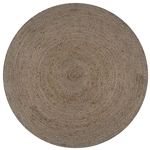 vidaXL Teppich Handgefertigt Kurzflor Natürlich Wohnzimmerteppich Juteteppich Handwebteppich Läufer Schlafzimmer Flur Geflochtene Jute Rund 120cm Grau