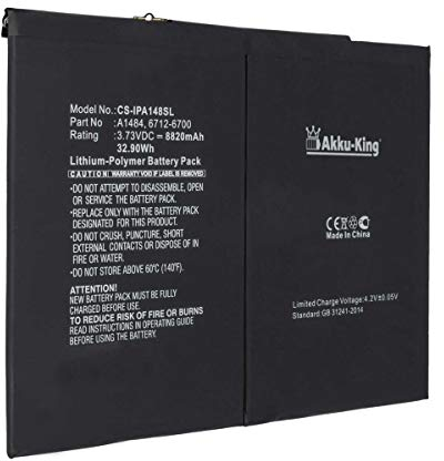 Akku-King Akku kompatibel mit Apple A1484, 6712-6700 - Li-Polymer 8820mAh - für iPad 5, iPad 6 2018, iPad Air, Air 1st, A1474, A1475, A1893, A1954