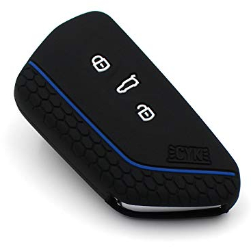 Schlüssel Hülle VF für 3 Tasten Auto Schlüssel Silikon Cover Schlüsselhülle Etui Schutzhülle (.Schwarz Blau)