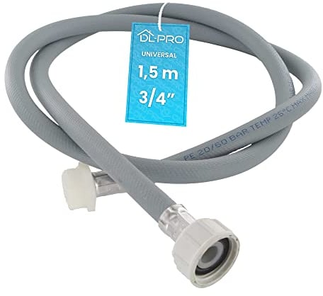 DL-pro Rallonge de tuyau d'alimentation 1,5 m droite 3/4 eau froide 25 °C pour machine à laver lave-vaisselle, Pression d'éclatement 90 bar