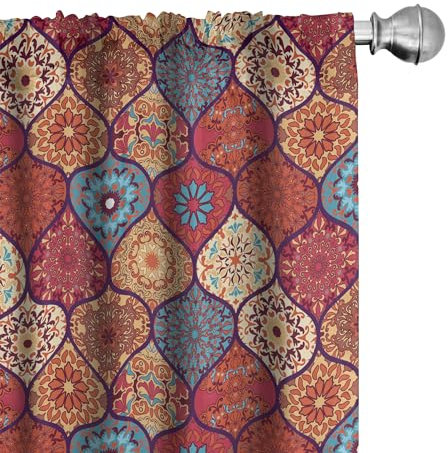 ABAKUHAUS marokkanisch Vorhänge, Gardinen, Oriental Wellig Natur, Fensterbehandlungen für Wohnzimmer Schlafzimmer Dekor, 2 Stück 75 cm b x 225 cm h, Mehrfarbig