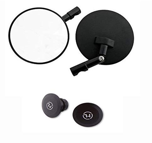 Lenkerendenspiegel Paar für Superbikes in schwarz e-geprüft links + rechts 301-078 und Abdeckkappen M10 von Highsider