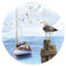 Grandora Wandaufkleber Wandtattoo Schlafzimmer Strand Küste Meer Wandsticker Nordsee Wandbild Wohnzimmer Wanddeko Esszimmer Flur Tapete selbstklebend rund DL652-04