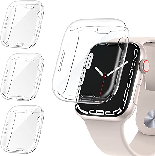 ivoler 3 Piezas Funda para Apple Watch 45mm Series 9/8 / 7, Cubierta Completa Protector de Pantalla Carcasa Protectora Anti-Rasguños Transparente Suave TPU Silicona Caso Anti-Arañazos Case Cover