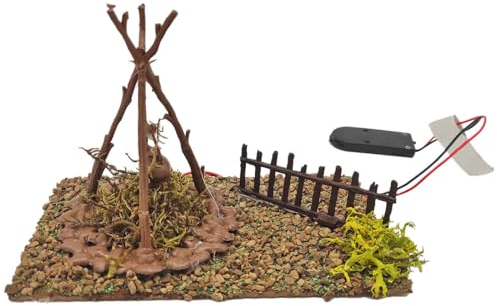 Acan Tradineur - Fogata LED a Pilas para belén navideño 9,5 x 15,5 x 9 cm, Resina, Hoguera Luminosa, Fuego, Figura para Nacimiento, Pesebre, Navidad, decoración Tradicional, Modelo Aleatorio