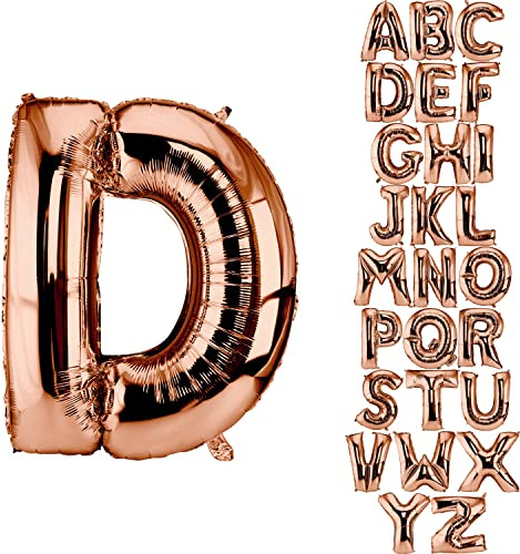DekoRex Folienballon Rosegold 82cm Luftballon Geburtstag Hochzeit Deko (Buchstabe D)