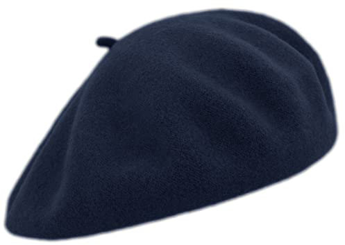 MELEGARI Baskische Kappe für Damen | 100 % Wolle | Margie Beret | Made in EU, Navy 161, One size