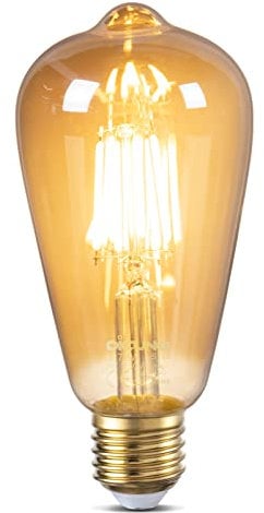DiCUNO Edison Vintage Glühbirne E27, ST64 Filamente LED Lampe 6W, Warmweiß 2200K, 600LM, Antike, Dekorative Beleuchtung, Nostalgie und Retro Birne für Haus, Café, Bar, nicht dimmbar, 1er Pack