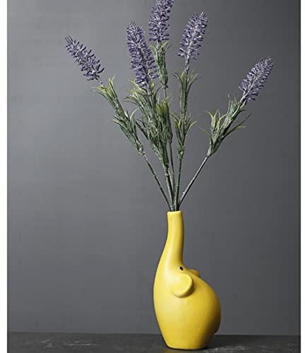 Pevfeciy Entzückende Elefant -Vase -Keramikkunst -Vase -Blumenvasen Für Home Office Wohnzimmer Veranstaltungen Dekoration Hochzeiten Oder Besondere Anlässe,Gelb