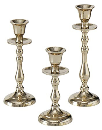 Boltze Kerzenständer Vicco 3-teilig (gold, Kerzenhalter aus Metall, Dekoration Esstisch / Kommode, edles Design, ohne Kerzen) 2013367