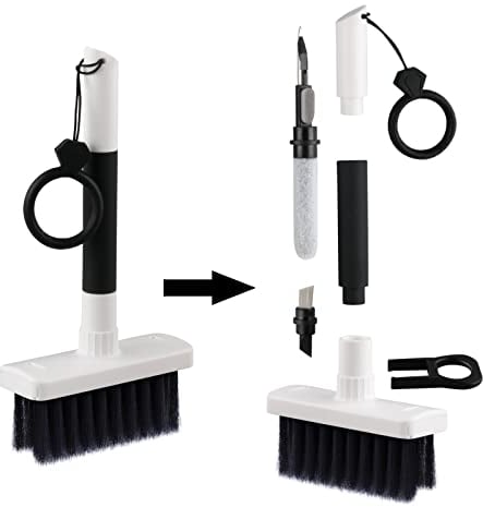 Soft Brush Keyboard Cleaner, Computer Cleaning Tool Kit, 7 in 1 Multipurpose Corner Slit Duster Keycap Puller and Soft Microfiber Brush for Bluetooth Headset Lego Airpods Laptop Camera Lens (Black)