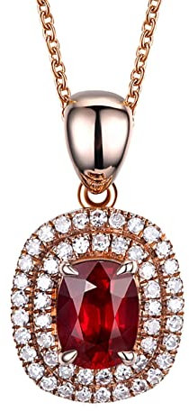 Epinki Y-Ketten 18 Karat Au750 Rose Gold, Rubin 0.58ct Kette mit Anhänger Damenkette Echt Gold, Goldkette, 45+5cm Kettenlänge, VVS Clarity Hauptstein