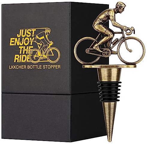 LKKCHER Bouchon Bouteille Vin de Vélo Vintage, économiseur Vin, Idée Cadeau Homme, Cadeau de Fête des Pères, Cadeau de Noël Cadeau Anniversaire Homme pour Lui Papa Petit Ami Mari Grand-Père Cycliste