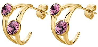 Brosway Affinity women's gold hoop earrings BFF171 steel with crystals