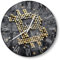 DEQORI Glasuhr | rund Ø 30 cm | Motiv Bitcoin Währungszeichen | ausgefallene leise Design Uhr aus Glas | Wanduhr für Wohnzimmer & Küche | Moderne Hingucker Uhr für die Wand