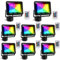 Cecaylie RGB LED Strahler Außen 8er 30W mit Fernbedienung, RGB Fluter LED Dimmbar Gartenstrahler, 16 Farben 4 Modi IP66 Wasserdicht, Memoryfunktion für Party Außen