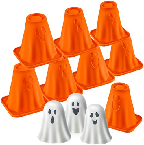 Kamehame Halloween Ice Cube Moulds Ghost Jelly Mould 8 Pcs Muffin Trays for Ice Cube, Jelly, Soap, Chocolate, Candle, Candy
