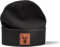 minifan Outdoor Strickmütze: Hirsch Leder Emblem - Mütze für Jäger Jagd Jäger-Mütze Wintermütze Beanie Mütze Damen & Herren Förster Outdoor Mütze Männer Geschenk (Black)
