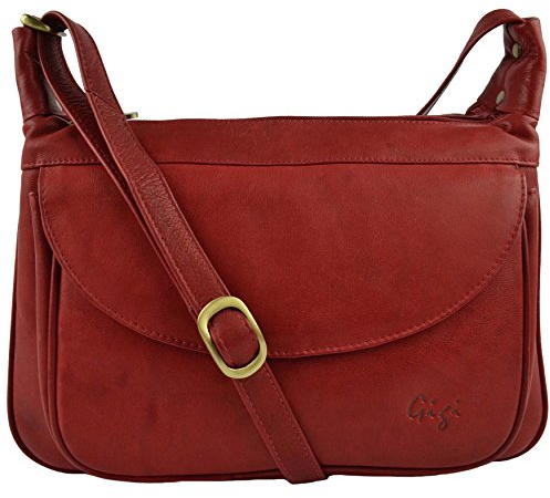 Gigi Damen Leder Umhängetasche Othello Collection, rot, One Size