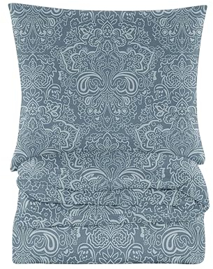 Cotton Market Bettwäsche 200x200 cm - Baumwoll-Mikrofaser Bettwäsche-Set 3-teilig mit Reißverschluss - 1x Bettbezug 200x200 cm, 2x Kissenbezug 70x80 cm - Blau, Muster