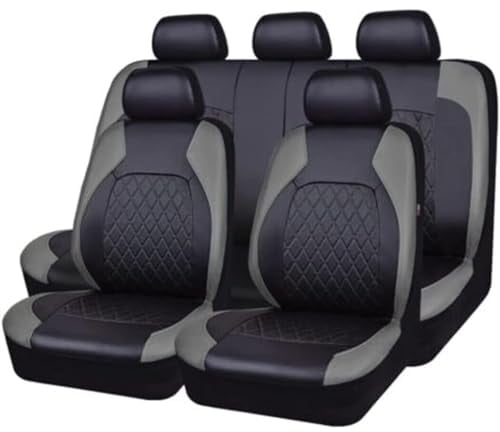 MAXZIZ Car Seat Covers Full Set for Dacia Duster (HS) 2011-2016, Leather NonSlip Waterproof Breathable Seat Cushion Protector Cushion Pad Seat Covers Set Accessories,Grey/A
