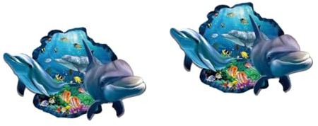 Mikikit 2St 3D-Wandaufkleber 3D-Aufkleber Delphin-Aufkleber Dekor Wohnkultur Wandaufkleber abziehen und aufkleben 3D Wandtattoo es kann sich bewegen schmücken Wandgemälde