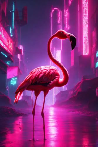 Pink Flamingo| Neon | City Lights| 100 pages lined notebook