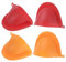 sourcing map 4pcs Mini Silicone Oven Mitts 110x85x70mm Small Heat Resistant Rubber Air Fryer Gloves for Kitchen Cooking and Baking, Red Orange