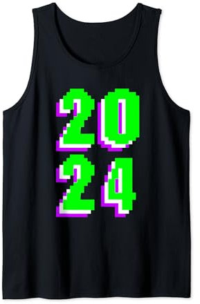 Pixelated Pixel Art Vintage Nostalgie du Nouvel An 2024 Débardeur