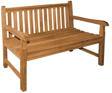 Teako Design Teakholz Bank Piceno Massivholz Wetterfest, Wetterbeständige Gartenbank, mit Armlehnen, Holzbank für Garten und Terasse, langlebig und robust (180 cm), TB-1016-x