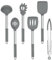 Onader Grey Kitchen Utensils Set, 6 Pieces Silicone Cooking Utensils with Stainless Steel Handle, Kitchen Cooking Tools for Non-Stick Cookware, Heat Proof & Dishwasher Safe