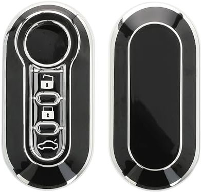 kwmobile Boitier Clef Voiture Compatible avec Fiat Lancia 3-Bouton - Coque en Silicone de Clef de Voiture - Étui de Protection Noir-argenté