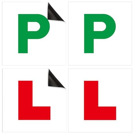 Parthan 4 Pcs Magnetic L Plates for Learner Drivers, Heavy Duty, Scratch-Proof, Reusable Car Plates with Windproof Design, L Plates with 2 Pcs P Plates for New Driver(Colour:Green and red)