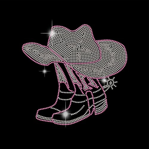 SUPERDANT Cowboy Crystal Rhinestone Decals Cowgirl Rhinestone Iron on Transfers Boot Hat Crystal Heat Transfer Western Hotfix Diamond Decal for Clothing Tote Bag DIY Art Craft Gifts