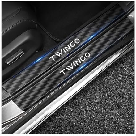 Générique 4 Pièces Seuil De Porte De Voiture Protection Autocollant pour Renault Twingo,Fibre De Carbone Anti-Rayures Bande DéCoratifs Accessoires,White