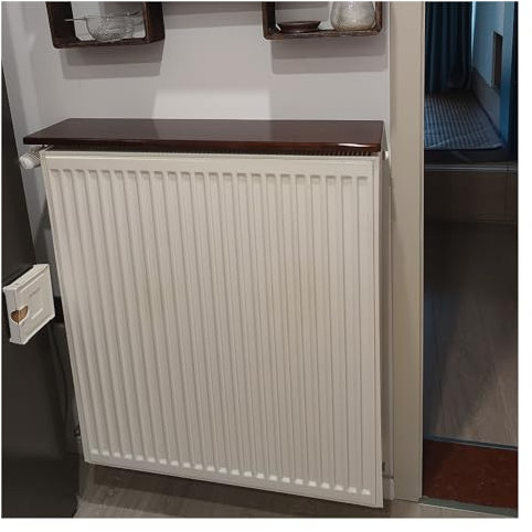 Rustic Wooden Radiator Cover Shelf 150cm Long Rectangular Radiator Shelf Top for Home/Living Room/Kitchen Plant Support Easy Fit and Stylish (Style B 145x16x2.2cm)