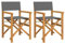 vidaXL Regiestühle 2 STK. Klappbar Grau Massivholz Teak, klappbarer Regiestuhl, Camping-Regiestuhl, Klappstuhl, Outdoor-Regiestuhl, Garten-Regiestuhl