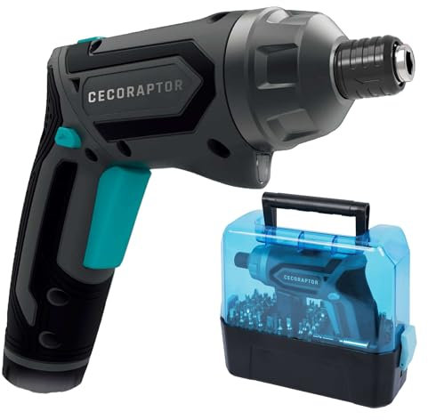 Cecotec Destornillador a Batería CecoRaptor Perfect Work. 4V y 1500 mAh, Recargable por USB, Velocidad sin Carga de 200RPM, Torque Máximo de 4 Nm con 6+1 Posiciones, Luz y Autonomía 60mins