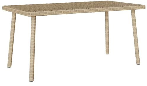 vidaXL Garden Coffee Table Rectangular Beige 80x40x37 cm Poly Rattan