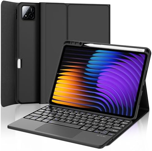 FOGARI Teclado para Xiaomi Pad 7/7 Pro con Touchpad, Funda con Español Ñ Teclado para Xiaomi Pad 7/7 Pro 11.2 2025 Bluetooth Teclado con Trackpad, Negro