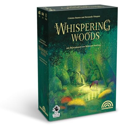 Wonderbow Whispering Woods Brettspiel • Zauberhaftes Plättchenlegespiel mit Tierfiguren • Wunderschöne Illustrationen • Familienspiel ab 10 Jahren (Deutsch), 1-4 Spieler