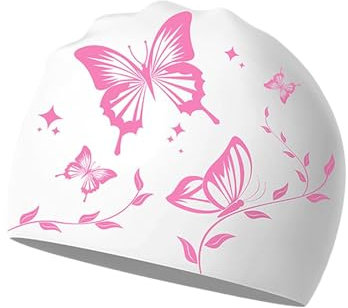 Culinavog Gorro Natacion Mujer, 1 Pieza Silicone Elástico Gorros de Piscina, Swimming Cap Impermeable para Mujeres, Swimming Cap de Silicona Elásticos Suave para Adultos, Niñas, Mujeres (Blanco)