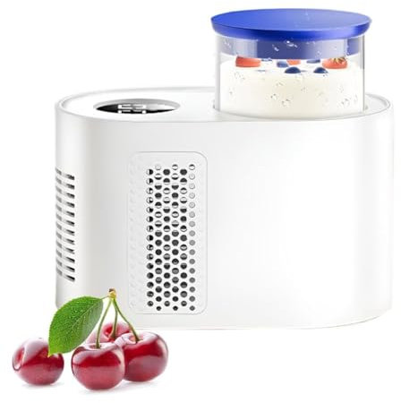 Máquina inteligente for hacer yogur y helado, práctica máquina portátil con vasos calefactables y refrigerador, con temporizador y pantalla LCD, recipiente interior de vidrio y temporizador, ideal for