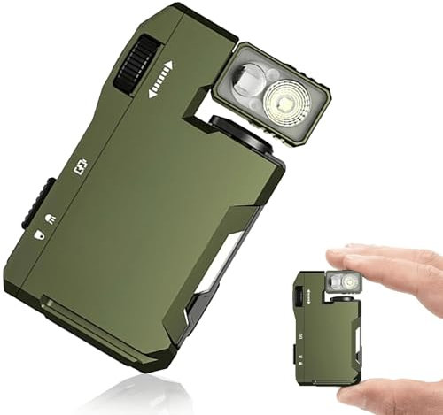 Rechargeable Mini EDC Flashlight - 400 Lumens RGB IP68 Waterproof Keychain Flashlight with Multi-Mode Settings, Magnetic Base for Camping & Emergency Use (Green)