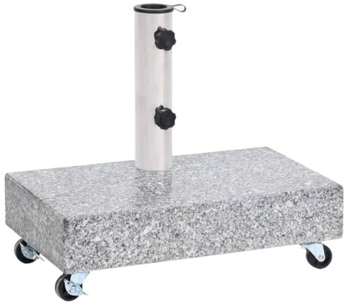 CLALER Granite Parasol Base 25kg, Parasol Base with Wheels for Outdoor, Garden, Canopy, Suitable for Parasol Hole with a Diameter of 38/48 mm, Grey